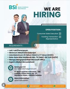 Read more about the article Bank Syariah Indonesia (BSI) Buka Lowongan Kerja Terbaru, Simak Posisi dan Persyaratannya